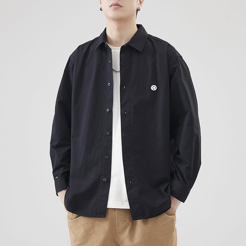 跨境专供春秋新款衬衫男士长袖潮夏季休闲衬衣宽松外套寸秋装上衣