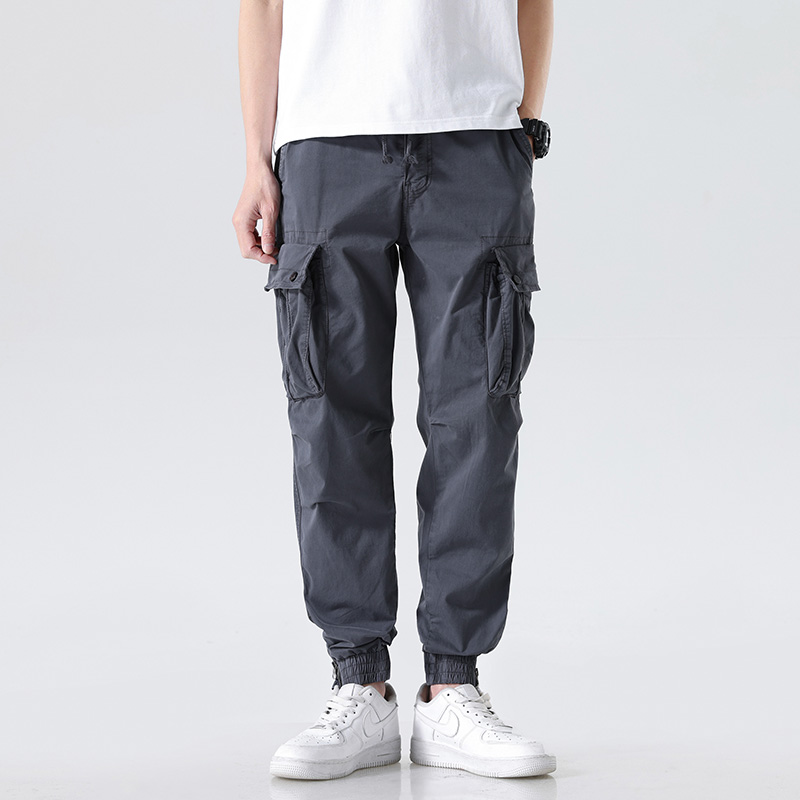 跨境专供运动裤男士速干裤男夏季薄款弹力宽松直筒休闲束脚工装裤