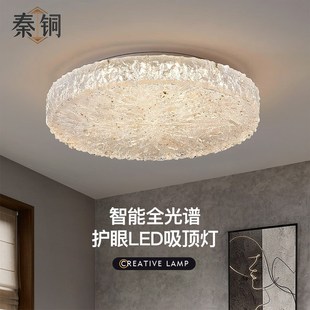 轻奢高级感主卧室灯护眼全光谱现代风圆形温馨浪漫卧室树脂吸顶灯