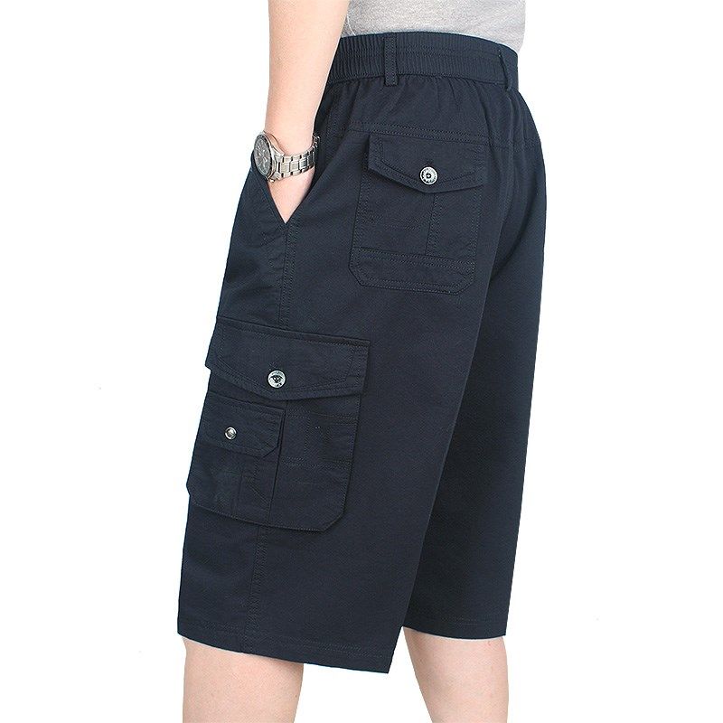 纯棉宽松七分裤男夏装短裤松紧腰休闲中裤中老年男士全棉大码马裤,男装,休闲裤,淘宝优惠券,粉丝福利购,淘宝优惠卷