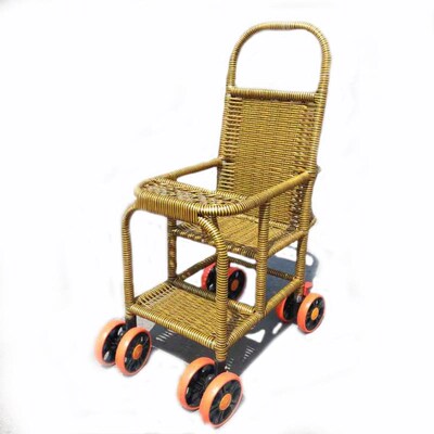 婴儿手推车宝宝仿藤加大推车轻便折叠车可坐可躺推车餐椅四季通用