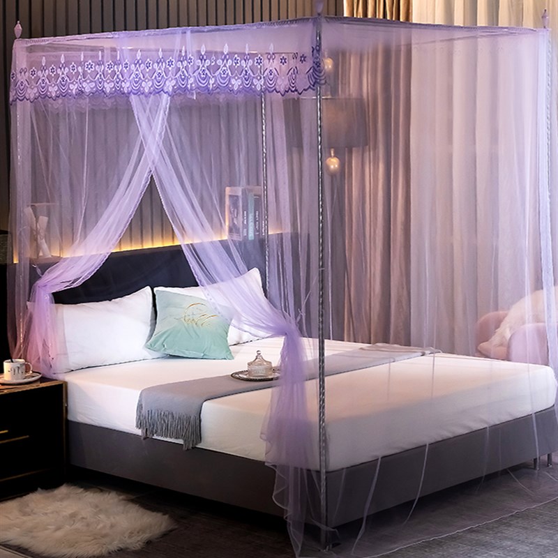 蚊帐家用单开门加密帐纱落地式1.2米蚊帐带支架1.5m床1.8单门蚊帐