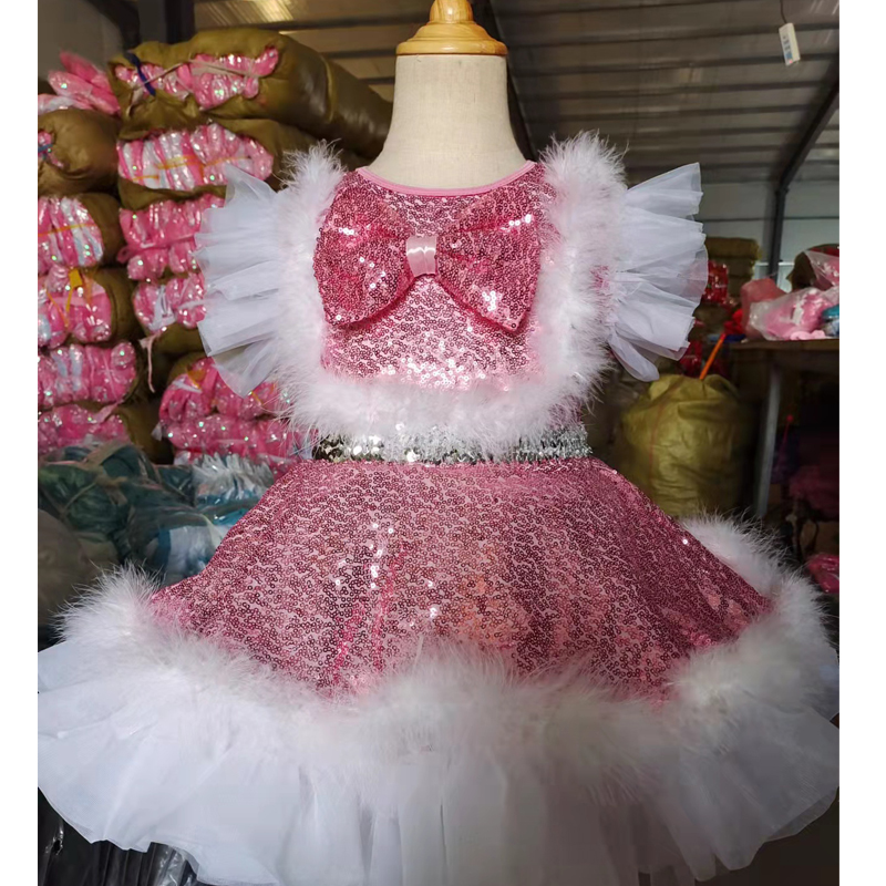 六一儿童演出服女童亮片公主蓬蓬纱裙表演服幼儿园粉可爱舞蹈服装