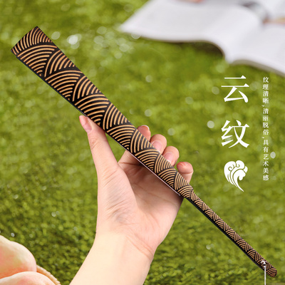 10寸云纹精雕刻宣纸折扇黑洒金绢布海浪纹男女中国风国潮扇子定制
