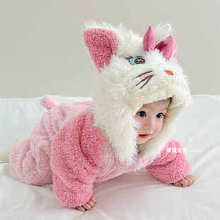 婴儿衣服连体女宝宝冬装夹棉服超萌可爱外出婴幼儿一岁秋冬季加厚