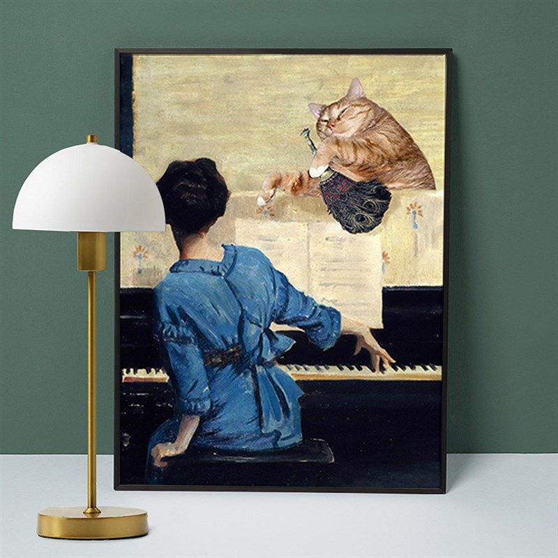 欧式钢琴房装饰画复古装饰墙画卧室床头挂画音乐教室餐厅艺术壁画图片
