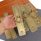 中式 房门黄铜拉环免打孔庭院门铜把手 仿古纯铜大木门拉手门环老式