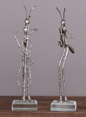 北欧抽象摆件铁艺锌合金蚂蚁乐手乐队摆件 电视柜酒柜家居装饰品