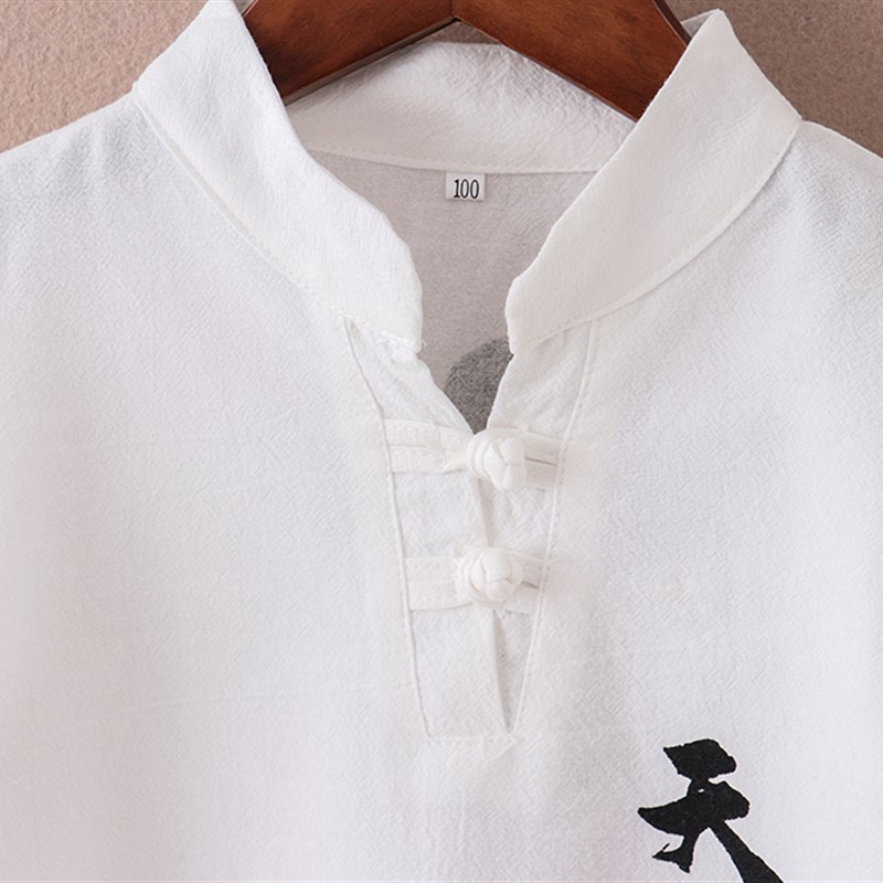 儿童唐装男童汉服中国风套装夏季复古装宝宝民族服装短袖少爷服图片