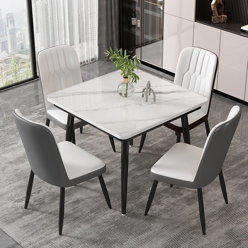 钢化玻璃正方形餐桌椅组合家用小户型吃饭桌子2人简约小方桌洽谈