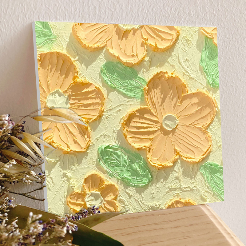 奶油花朵石英砂数字油画填充肌理画diy材料手工填色丙烯装饰画