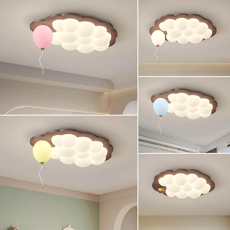 全光谱胡桃木色客厅灯护眼吸顶灯奶油风中式简约书房儿童房卧室灯