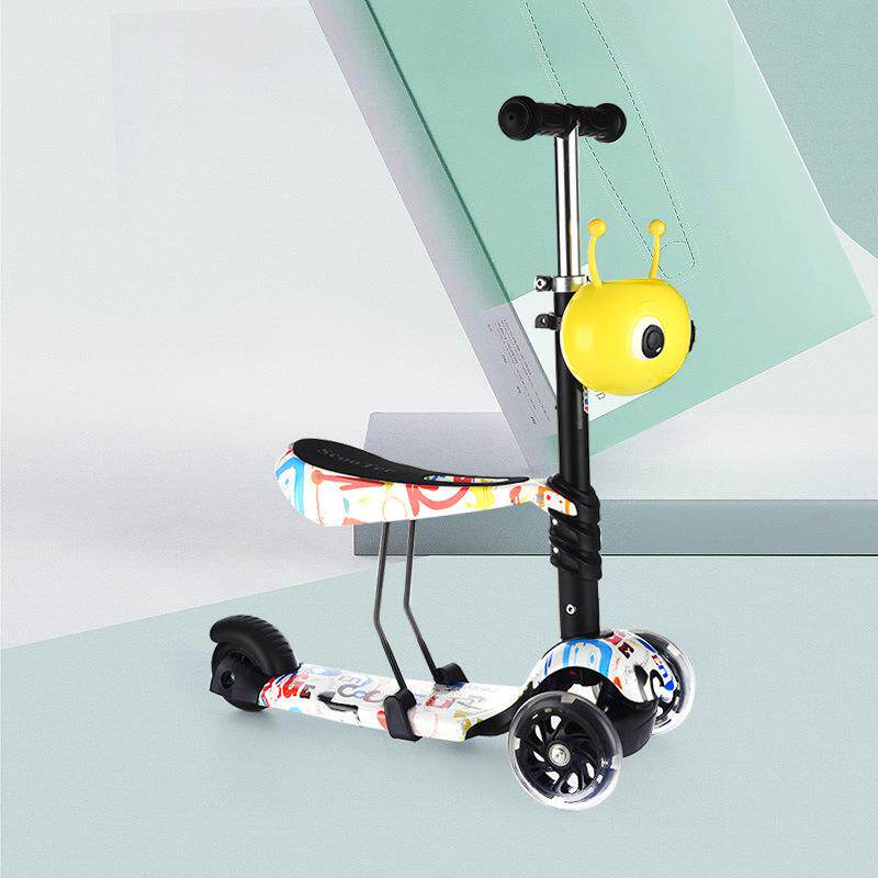 水转印三合一座位可拆厂家直供儿童三轮踏板车闪光儿童滑板车