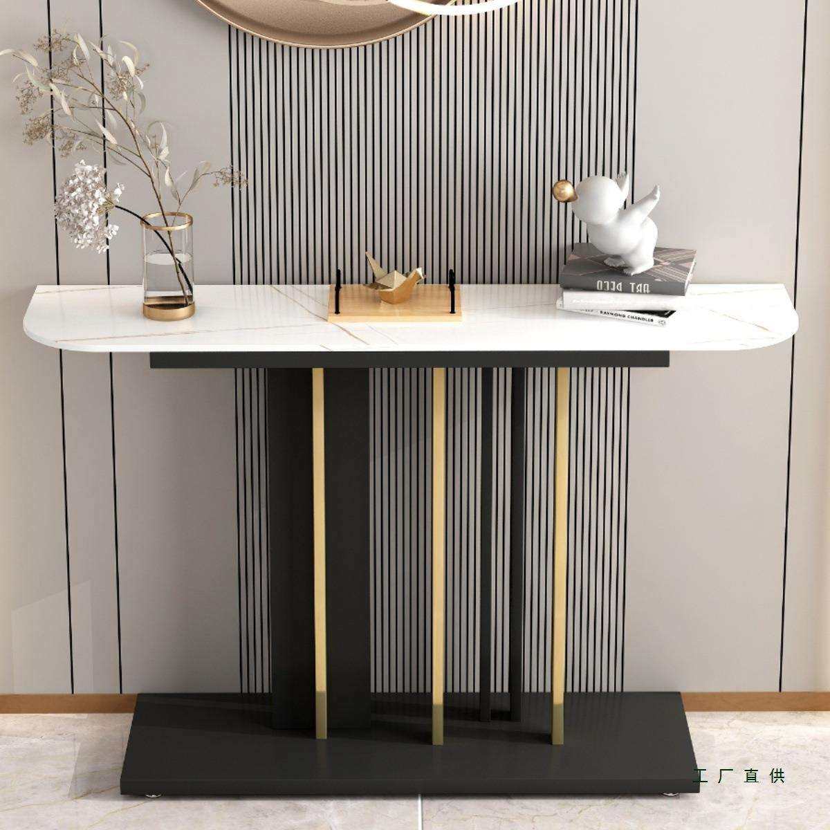 轻奢岩板玄关桌子靠墙新款入门条案客厅门厅案台走廊郭丹长条供桌