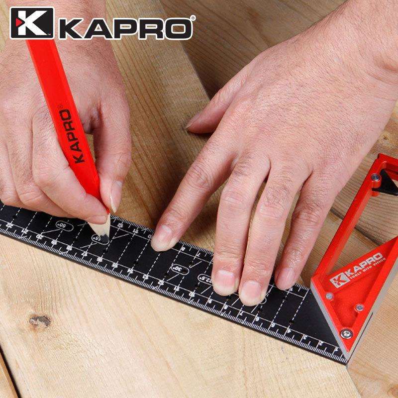 KAPRO高精度90度直角尺木工45标注划线角度标注钢尺洞洞354-40cm