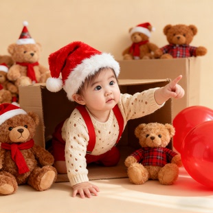 新生婴儿满月百天摄影创意写真0-3周岁男女宝宝电子照片ai精修图