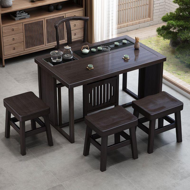 中式现代一体茶桌一书法桌子实木桌子新中式茶桌小型家用茶台小茶