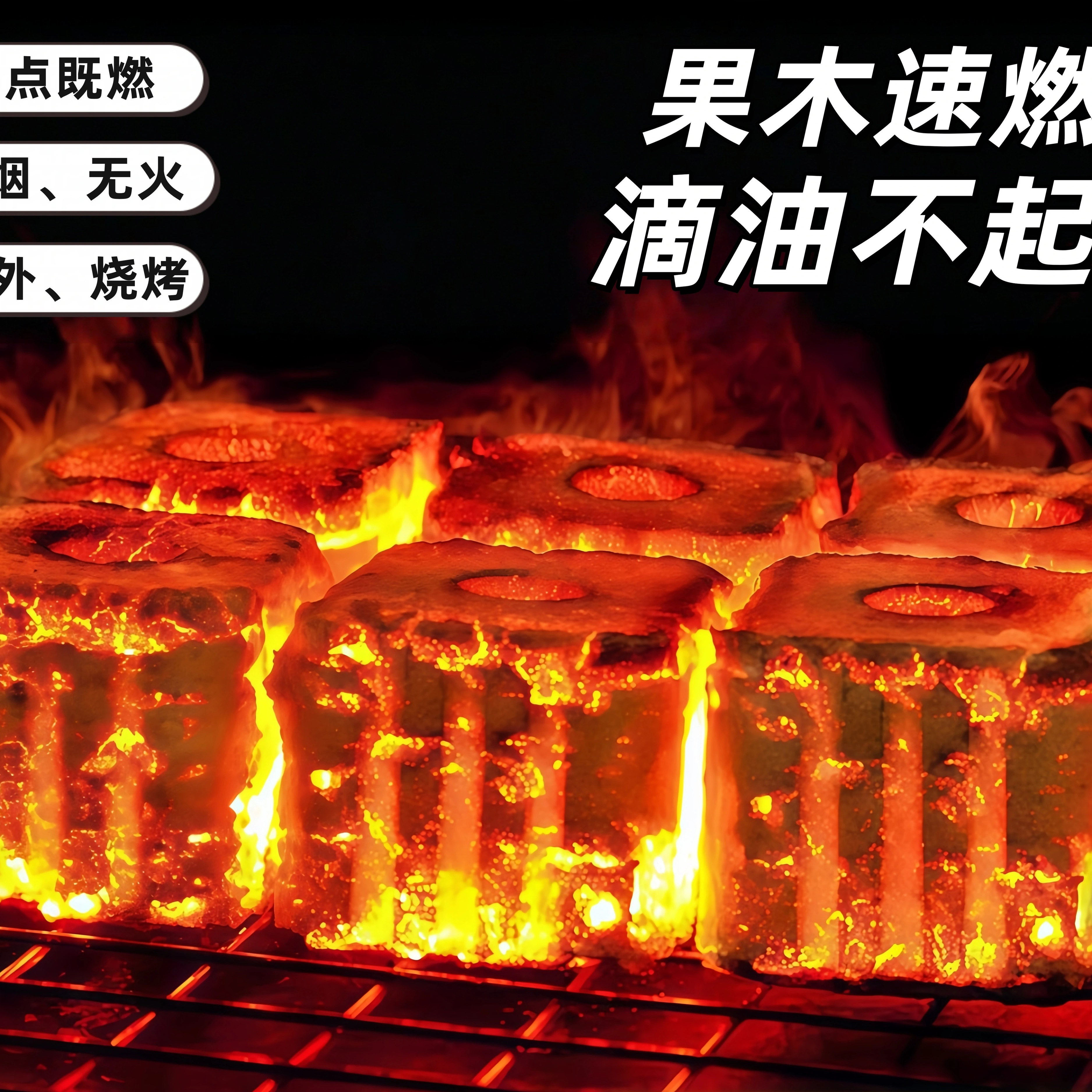 速燃炭烧烤碳家用无烟木炭耐烧易燃野露营引火炭大棚增温商用批发