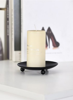 复古铁艺烛台铁盘蜡烛台托盘浪漫婚礼烛光晚餐蜡烛杯金属蜡烛底座