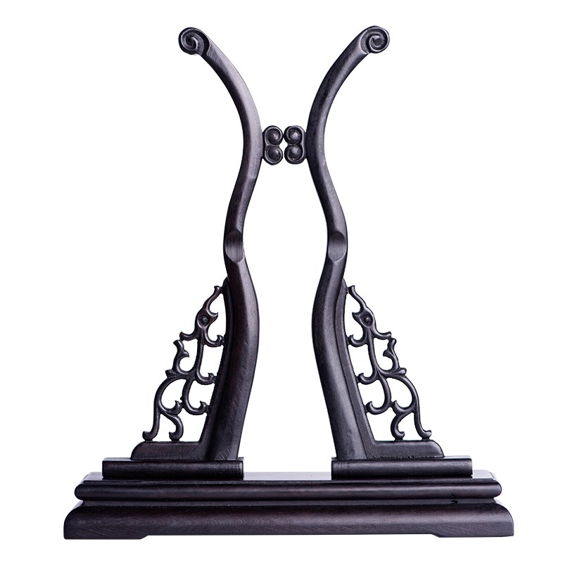 筛月紫光檀扇架黑檀扇托中式扇座