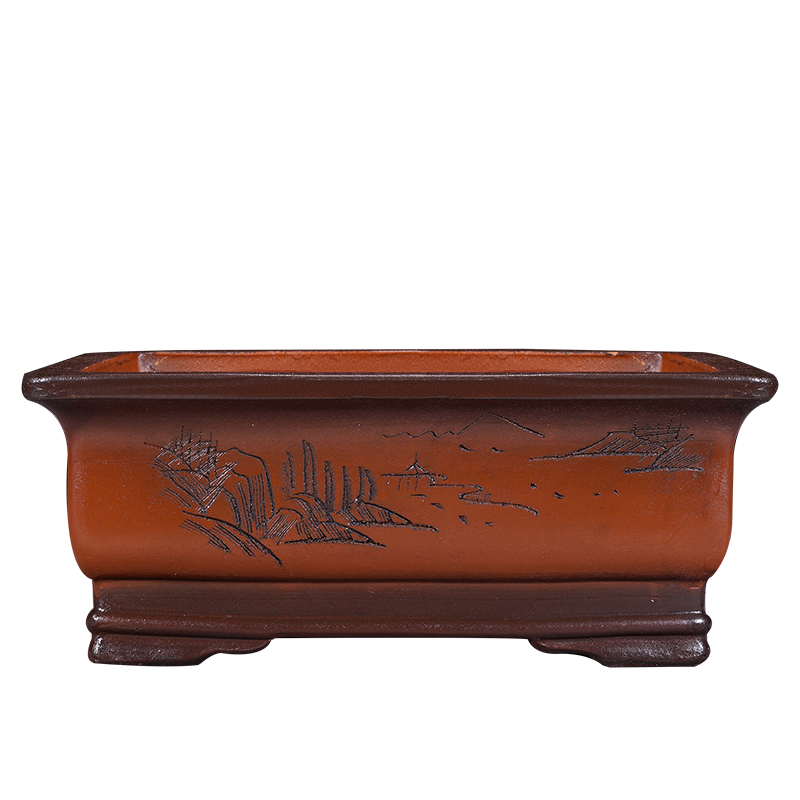 紫砂花盆做旧长方椭圆马槽花卉绿植树桩金弹子造景陶瓷盆景盆