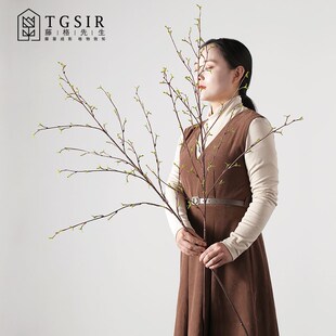 仿真春树枝绿植客厅落地大瓶插假室内春芽树叶枝装 饰