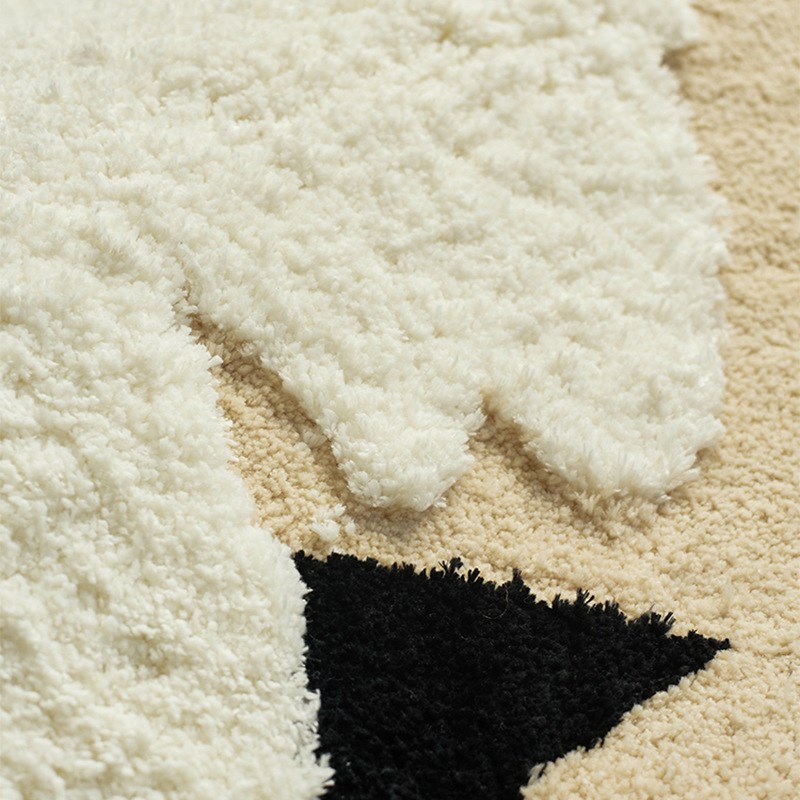 卧室地毯床边毯植绒簇绒奶油风防水防污儿童床边毯客厅卧毯子