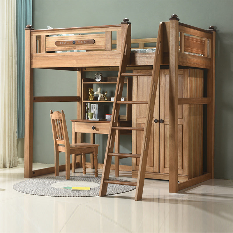 金多喜上下铺高低床小户型带学习桌椅实木床儿童层床,住宅家具,高架床/高拼床,淘宝优惠券,粉丝福利购,淘宝优惠卷