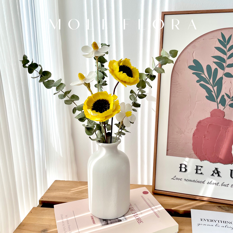 玫瑰尤加利叶勿忘我干燥花花束装饰摆饰永生花客厅摆设真花风干天