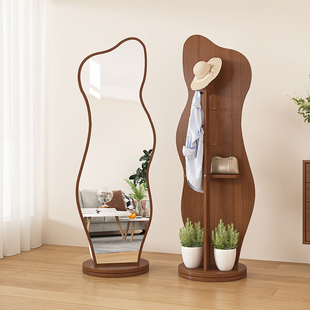 旋转全身镜异形镜子穿衣镜挂衣架一体试衣镜衣帽架卧室落地镜