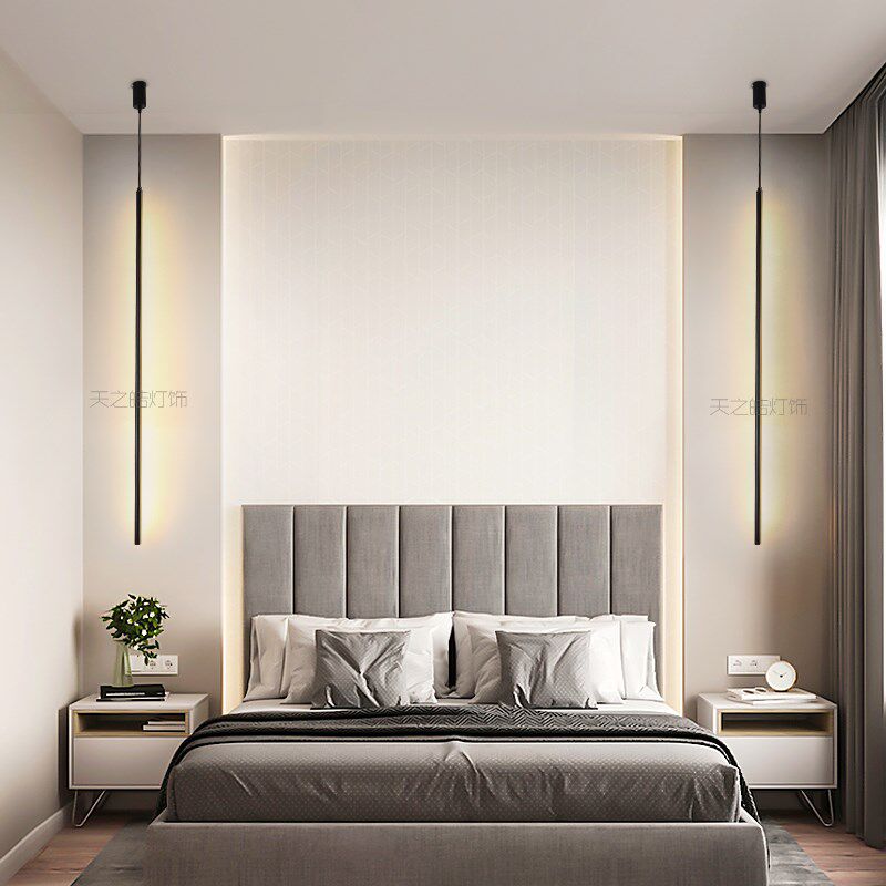 复刻版意大利极简细长条吊灯客厅卧室床头设计师酒店别墅圆柱吊灯