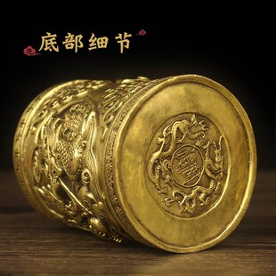 铜龙马鹰笔筒摆件家居办公室桌面书架书房覆古创意小装饰品摆设纯