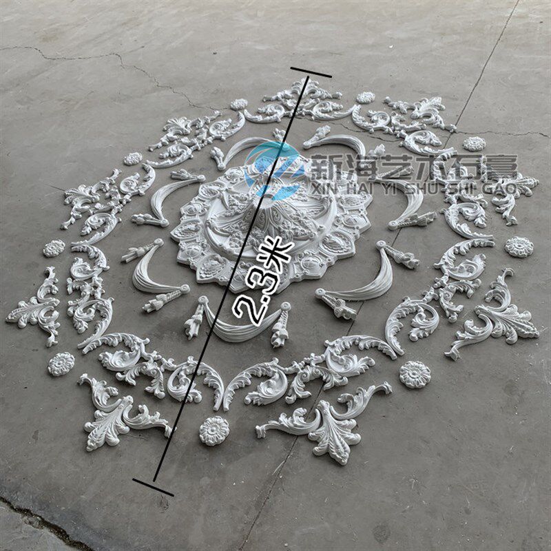 法式复古复杂奢膏线灯盘吊顶天花板造型角花2..米雕花TH9