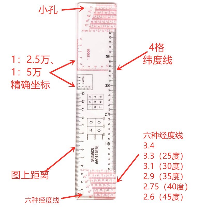 战凯9款多功能经纬度尺 地理坐标尺 图上量算量读尺 图上作业尺