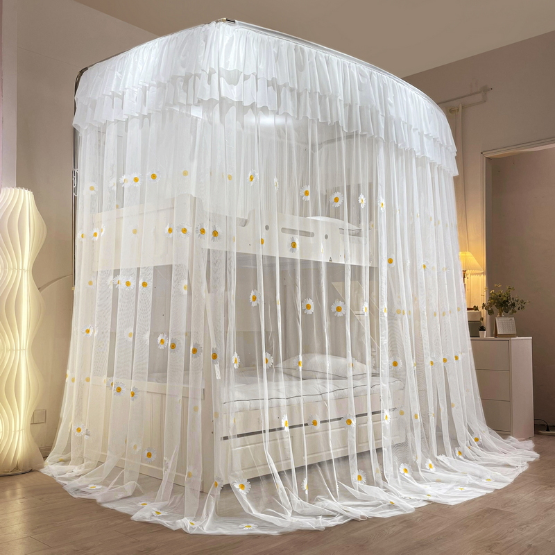 新儿童层上下床蚊帐m子母床家用高低铺梯形u型伸缩1.2米1.