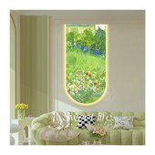 梵麦田绿色风景灯光画玄关装 饰画法式 复古客厅挂画发光画