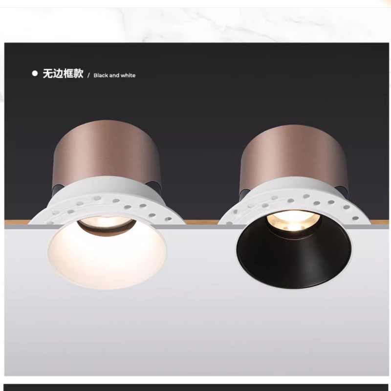 无边框射灯小山丘嵌入式预埋隐藏COB客厅洗墙灯窄边防眩光led筒灯