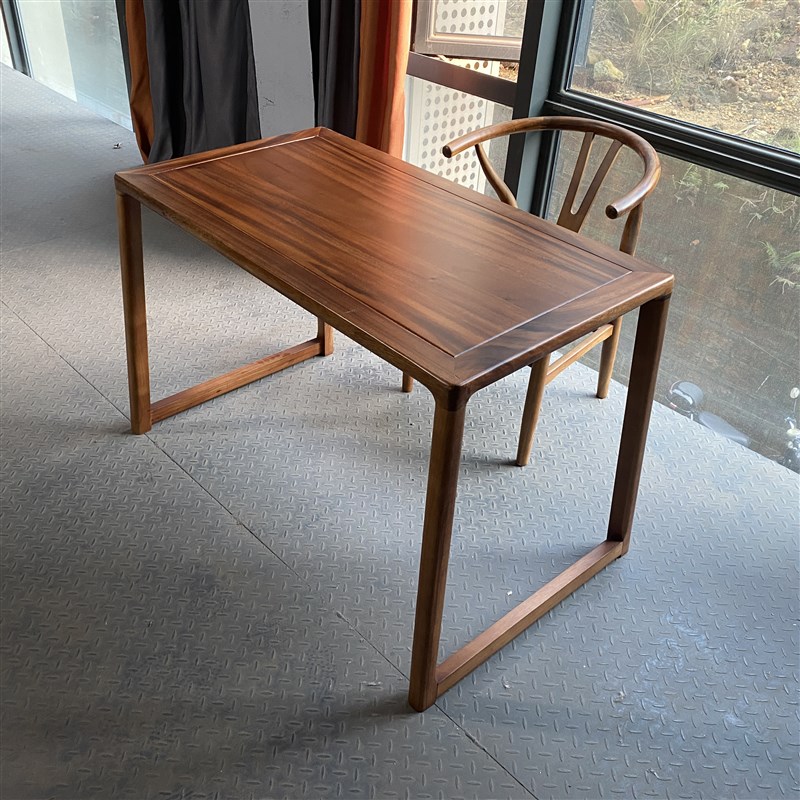 胡桃木大板实木阳台小茶桌书桌椅倒边小户型家用办公电脑桌