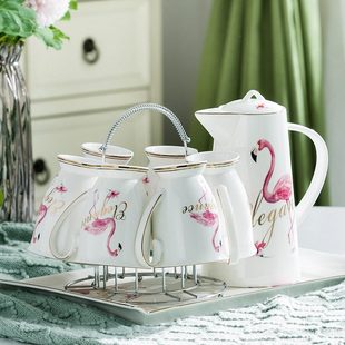 茶具欧式 现代带创意装 只6杯套陶瓷杯托盘整套简约客厅凉茶家用装