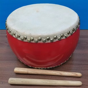 批10/12/14/16寸锣鼓牛皮堂鼓幼儿园表演腰鼓儿童双面鼓白皮扁鼓