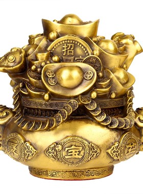 朴器 铜元宝聚宝盆存钱罐摆件