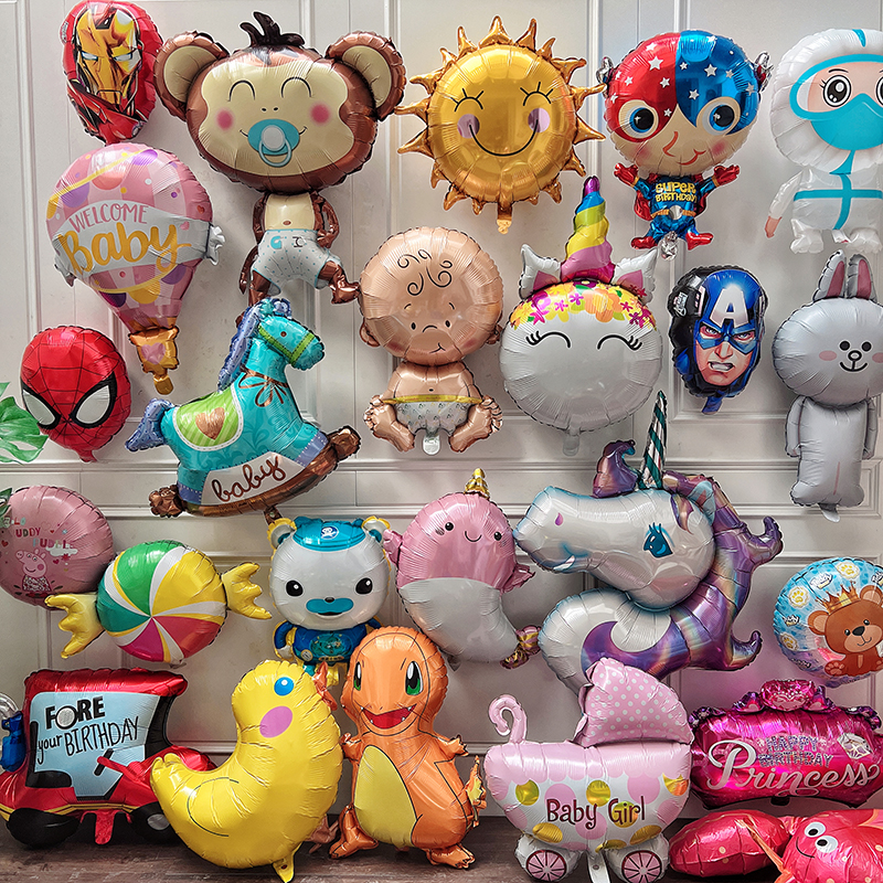 儿童节夹片汽球手持棒大号宝宝生日装饰玩具地推摆摊铝膜卡通气球