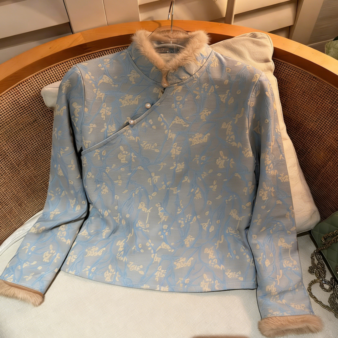 冬季新中式国风立领加绒衬衫秋冬