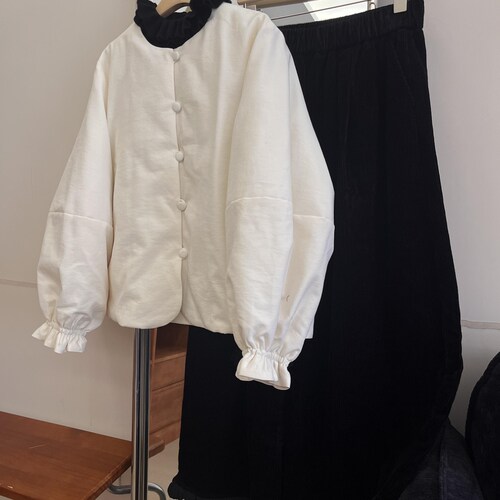 温柔简约宽松女装胖mm棉服外套女