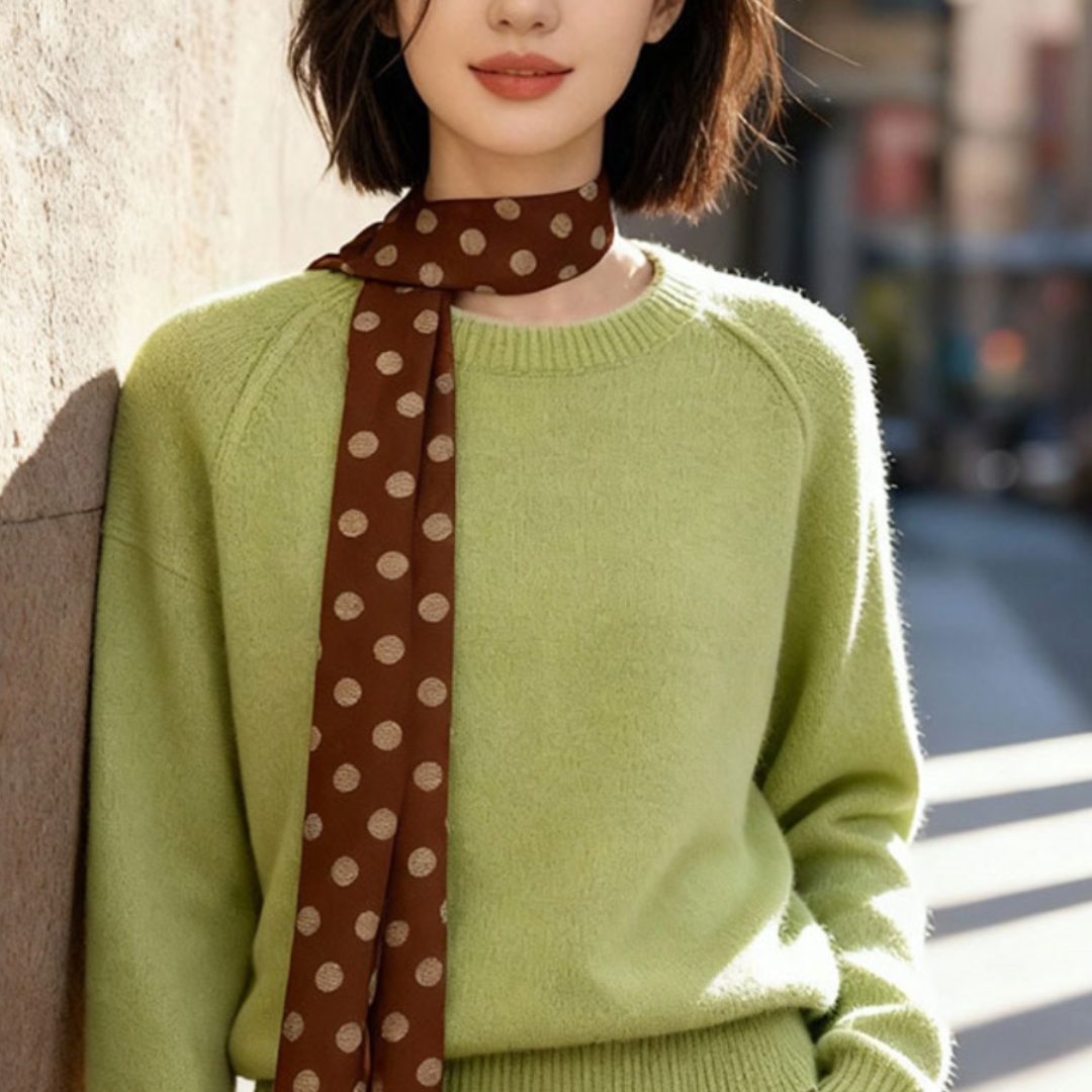 高级感慵懒风绿色软糯针织毛衣女