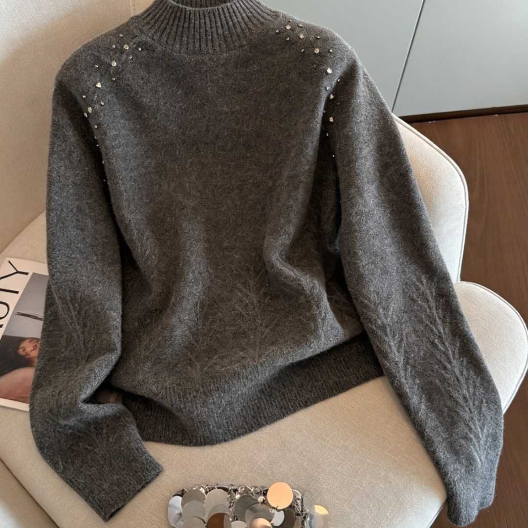 2025秋冬设计感高领套头打底衫女