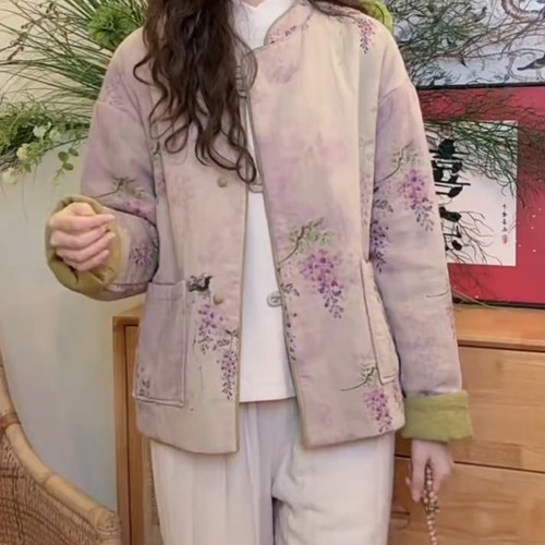 禅意chic高级感温柔宽松棉服外套