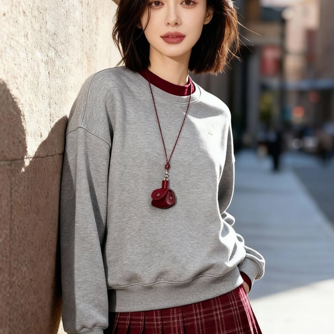 慵懒风松弛感加厚保暖套头卫衣女