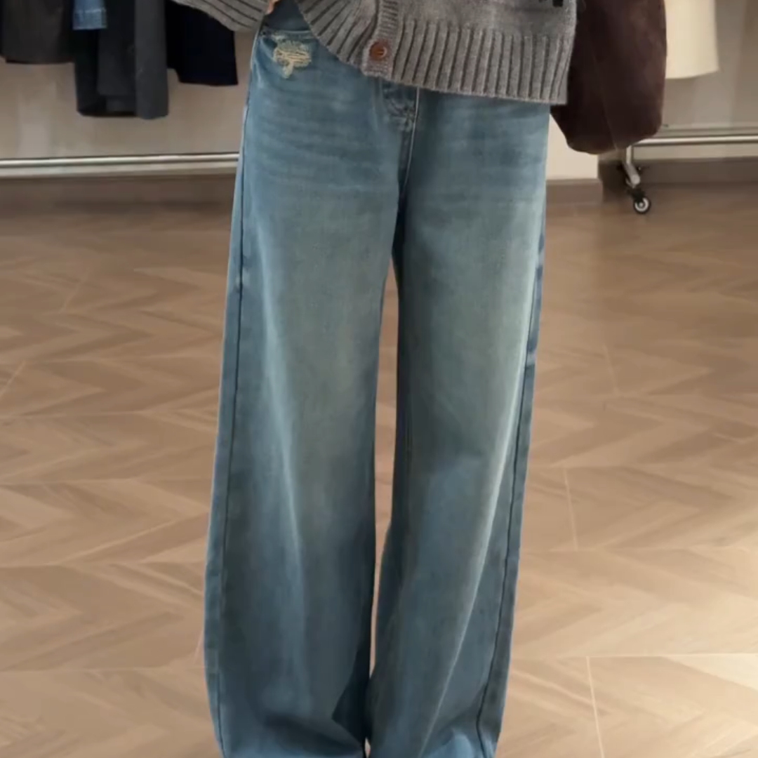 韩版时尚百搭高腰显瘦直筒阔腿裤