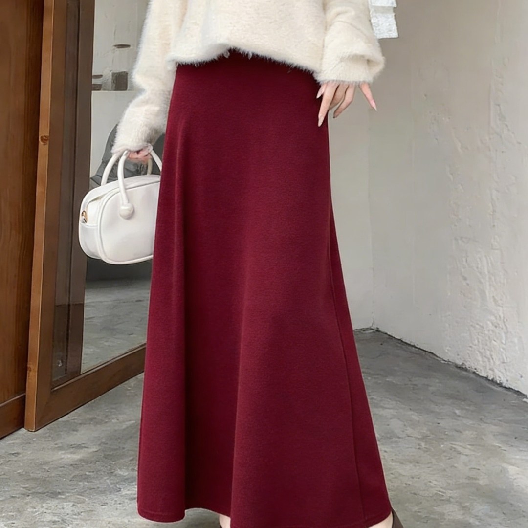 法式复古节日氛围感洋气红色针织半身裙2026新款显瘦a字中长款裙,女装/女士精品,大码半身裙,淘宝优惠券,粉丝福利购,淘宝优惠卷